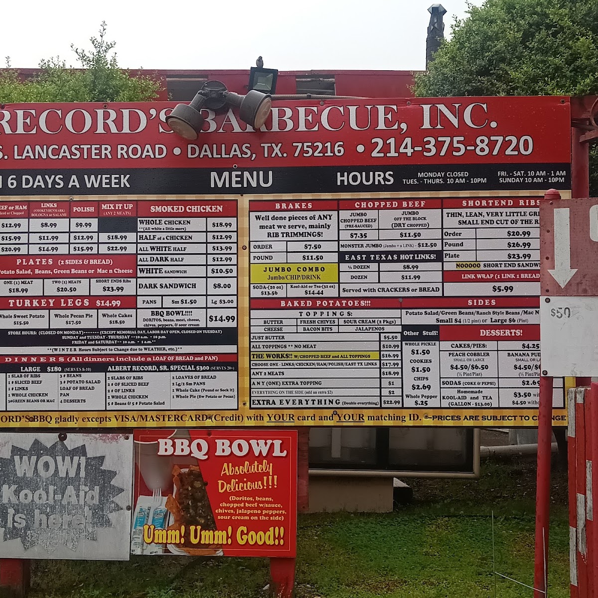 Record's Barbecue Menu - Image 1