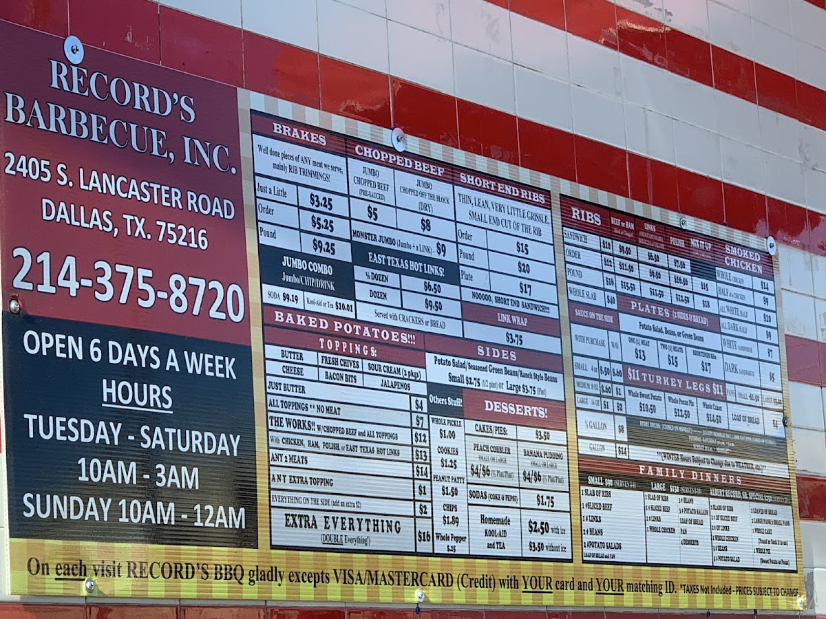 Record's Barbecue Menu - Image 3