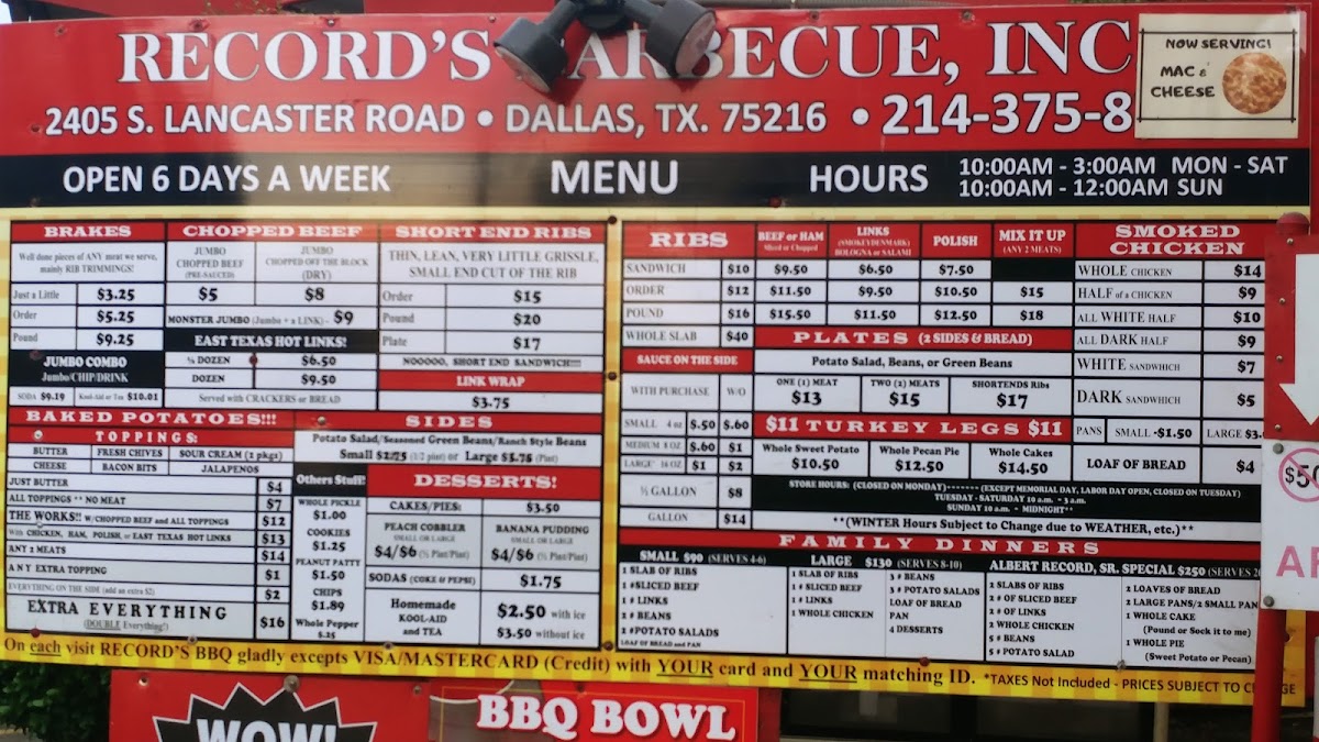 Record's Barbecue Menu - Image 5
