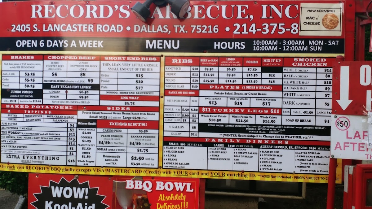 Record's Barbecue Menu - Image 6